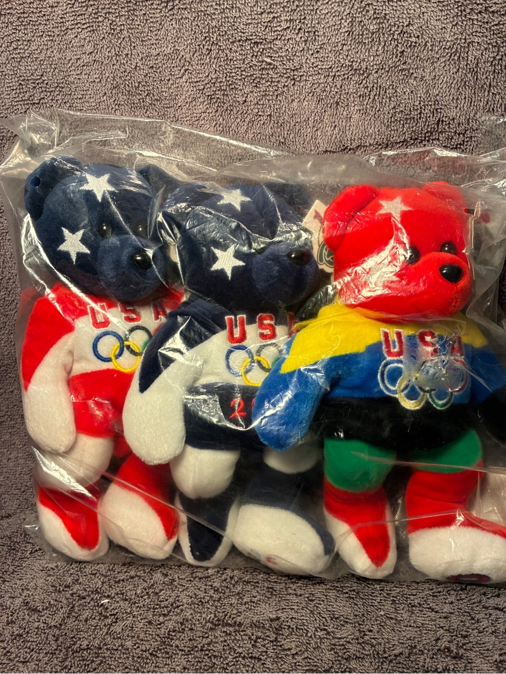 USA Olympic Plush Bear Set - Red, Blue, Multicolor NEW & SEALED